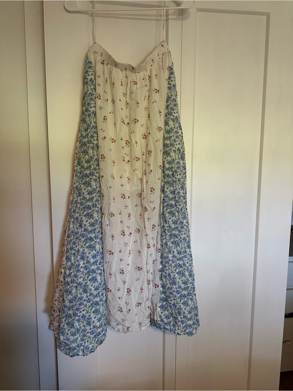 Free People Cream and Blue Floral Maxi Skirt RARE!!!